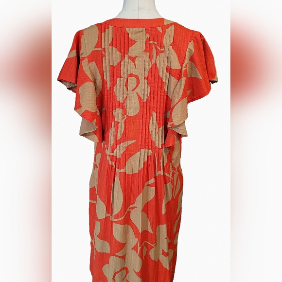 Anthropologie MAEVE Orange and Tan Maxi Dress - Picture 8 of 11